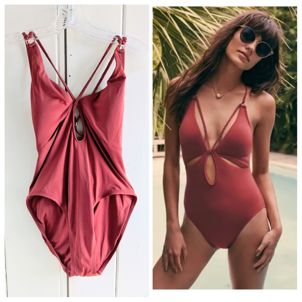 Robin Piccone Cut Out Stylish One-Piece Swimsuit sz 6